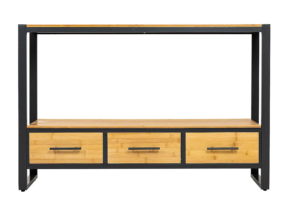 Flurmöbelset aus Metall und Holz, 3 Schubladen, braun 120x35x79,5h cm