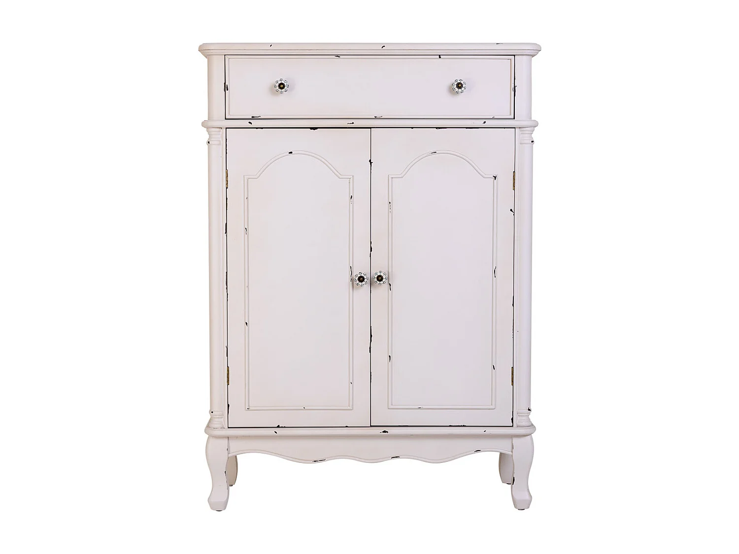 Console in legno bianco con 2 cassetti e 2 porte 80x38x110,5h cm