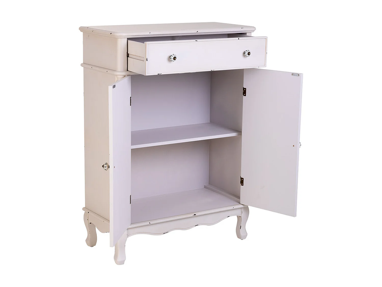 Console in legno bianco con 2 cassetti e 2 porte 80x38x110,5h cm