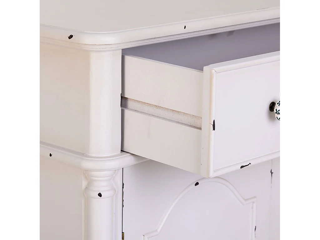 Console in legno bianco con 2 cassetti e 2 porte 80x38x110,5h cm