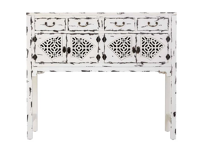 Recebedor de madeira branca com 4 gavetas e 4 portas 120x40x102h cm