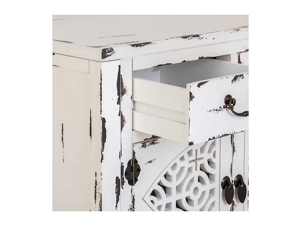 Flurkommode aus weiß lackiertem Holz, 120x40x102h cm