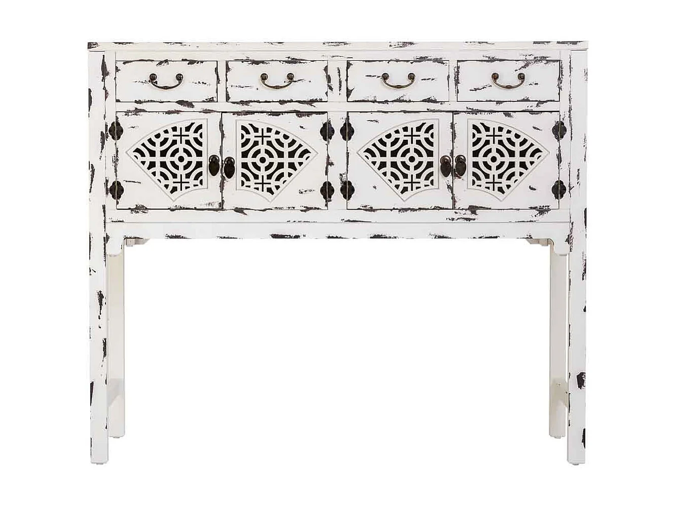 Flurkommode aus weiß lackiertem Holz, 120x40x102h cm