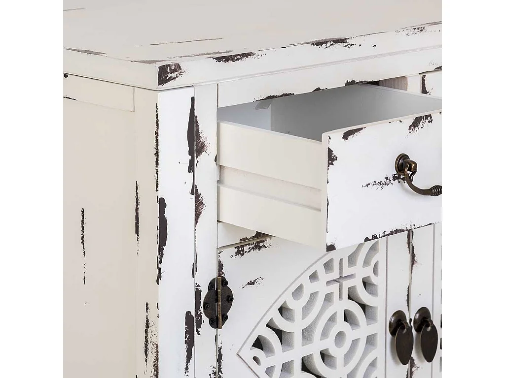 Flurkommode aus weiß lackiertem Holz, 120x40x102h cm