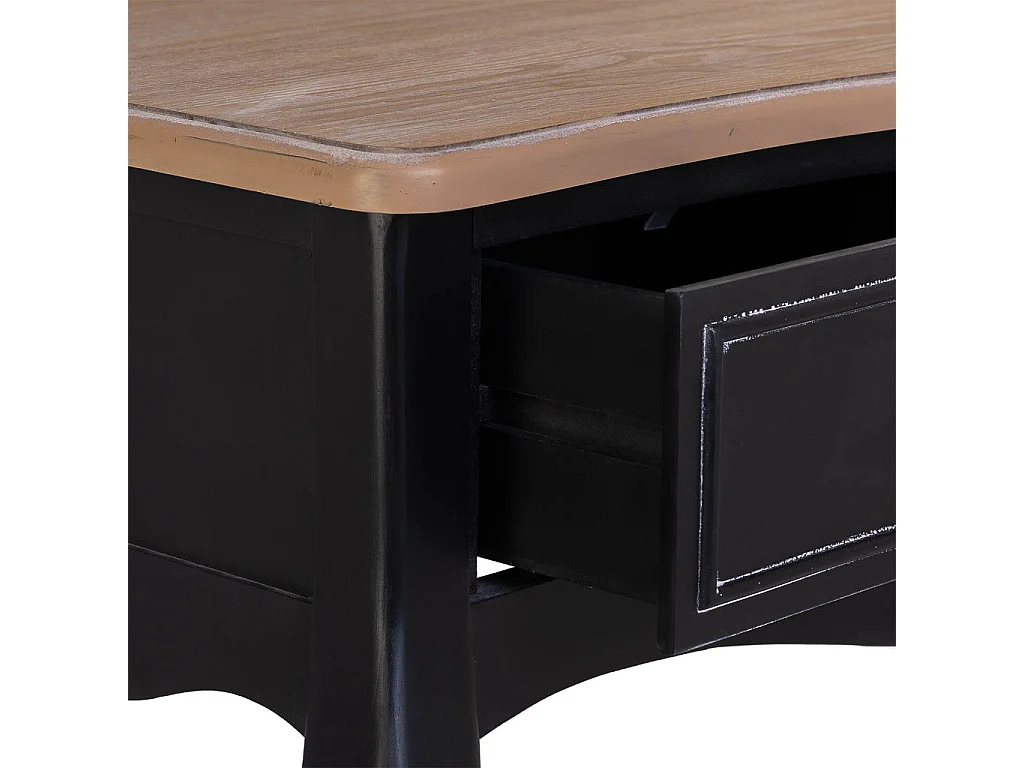 Console en bois laqué noir vieilli avec 3 tiroirs 115x50x80h cm