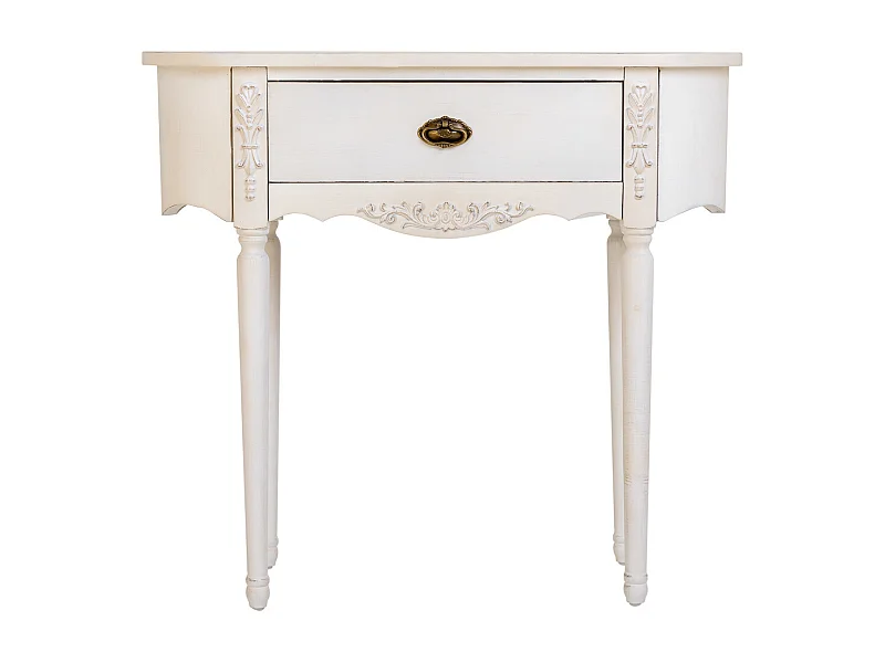 Recebedor de madeira branca envelhecida com 1 gaveta 88x36x80h cm