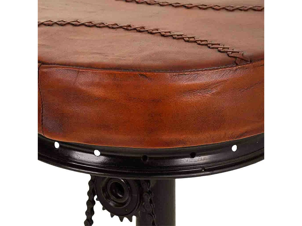 Hocker aus Metall und schwarzem Leder 41x41x80