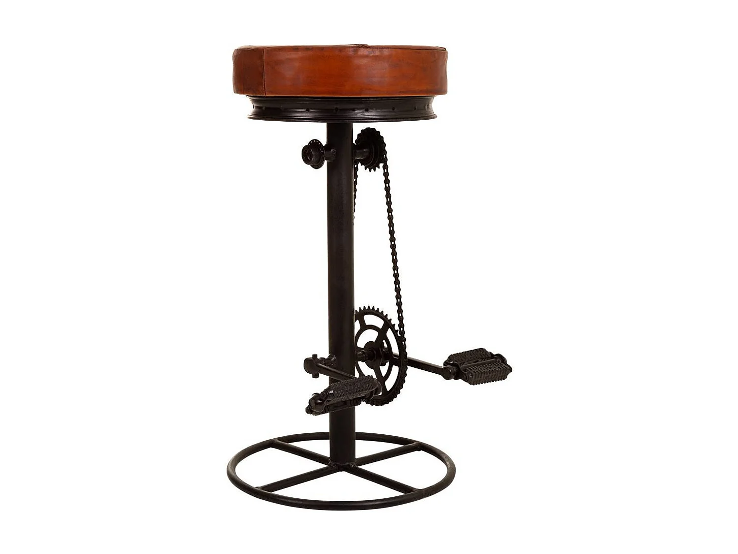 Taburete de metal y piel negro 41x41x80 cm