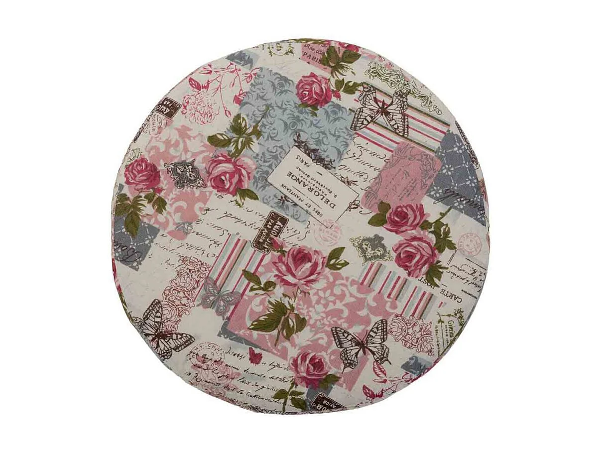 Houten kruk bekleed met lila stof met een unieke stijl en comfort