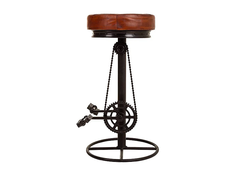 Sgabello in metallo e pelle nero 41x41x80