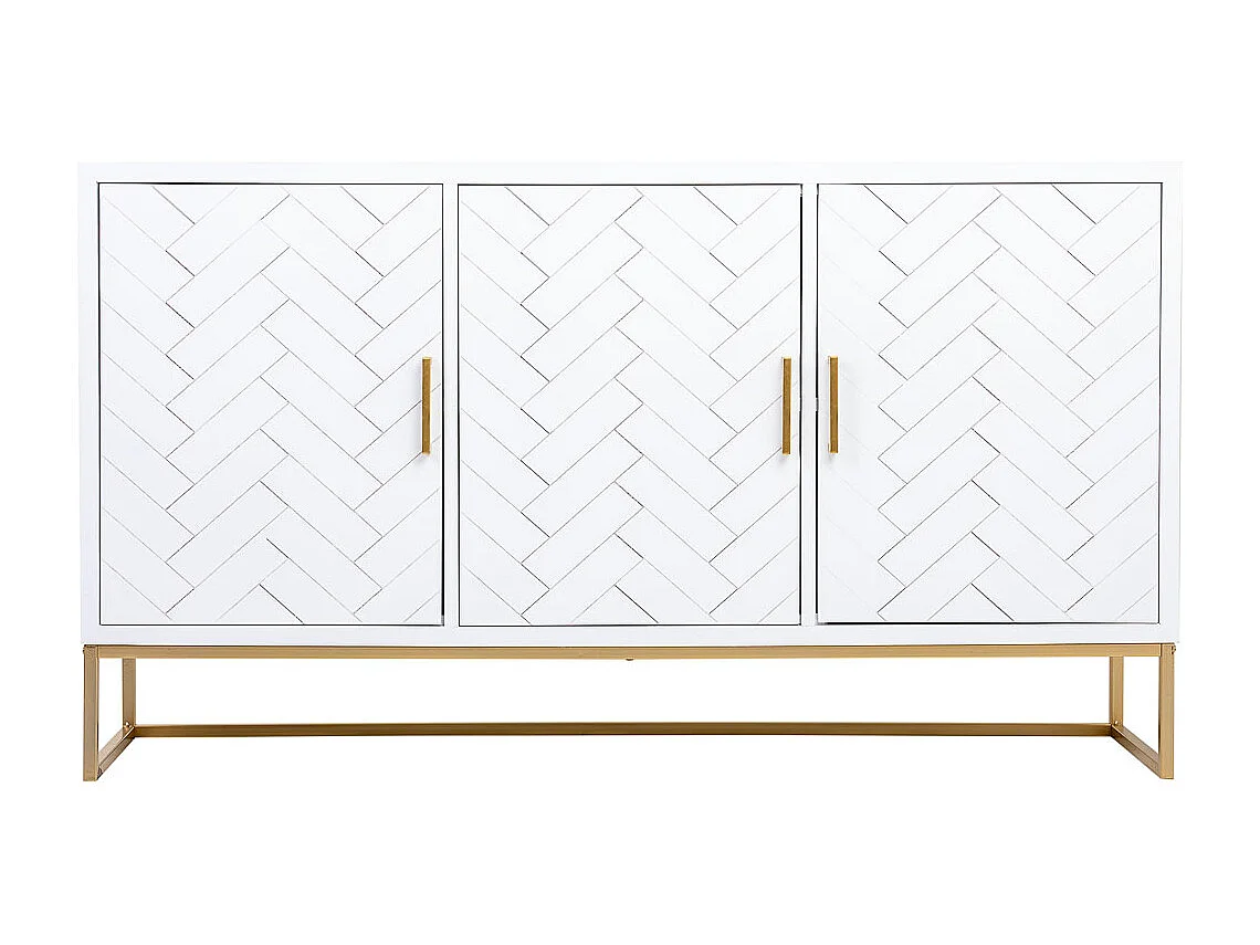 Buffet 3 portes en bois et métal 160x41,5x90h cm