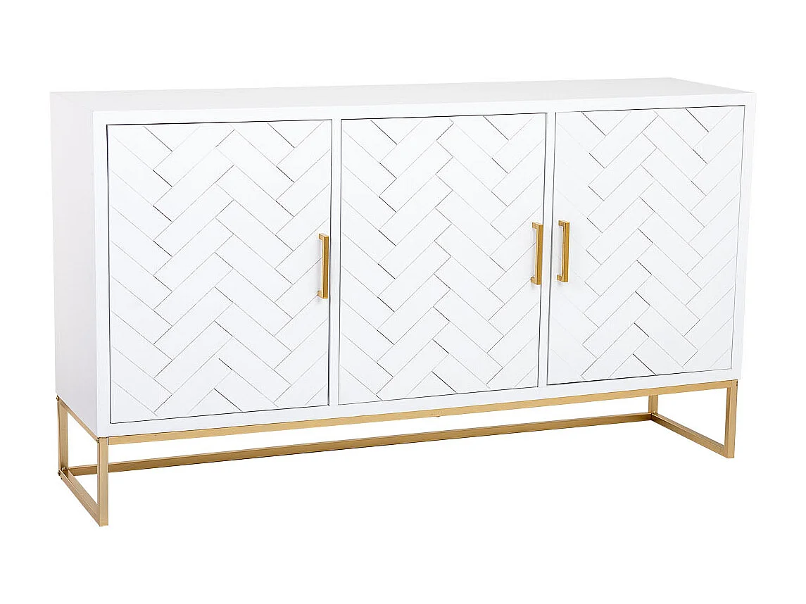 Buffet 3 portes en bois et métal 160x41,5x90h cm