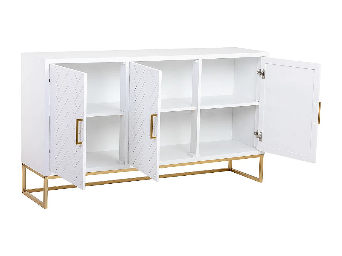 Aparador 3 portas em madeira e metal 160x41,5x90h cm