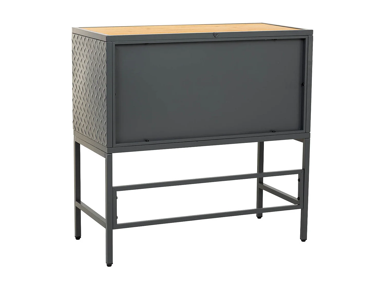 Credenza in vetro, metallo e legno 2 ante, nero 80x38x80,5h cm