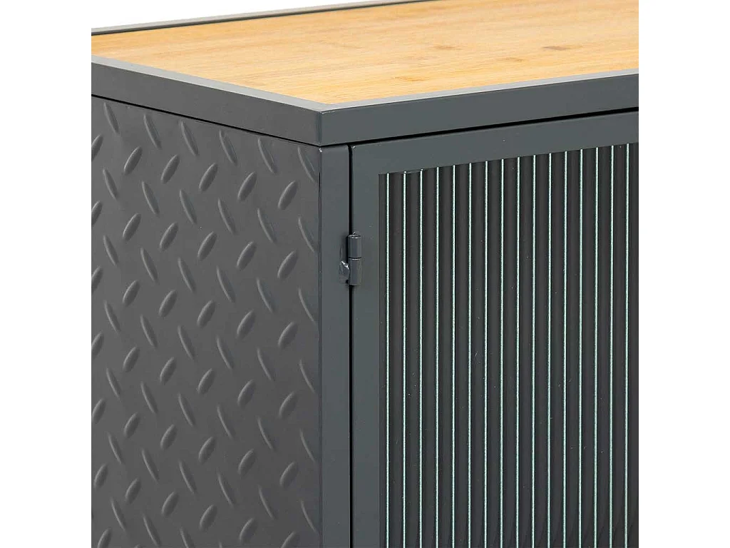 Credenza in vetro, metallo e legno 2 ante, nero 80x38x80,5h cm