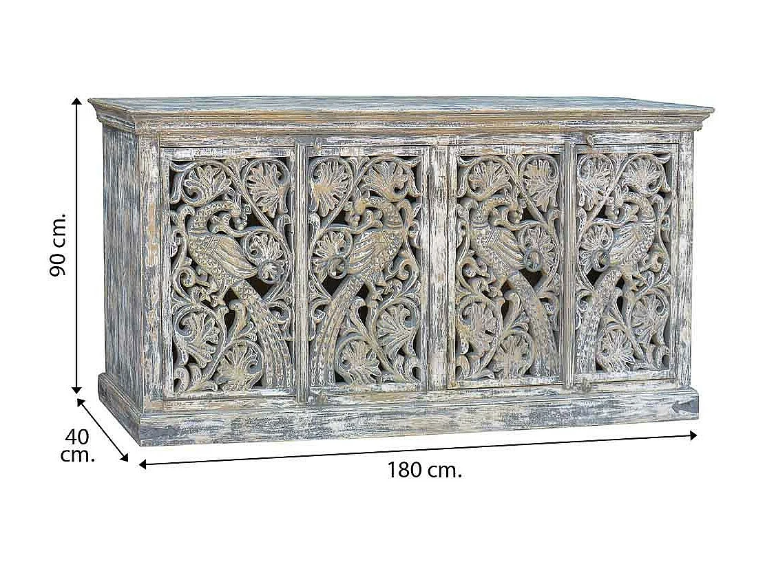 Buffet artisanal en bois 180x40x90h cm