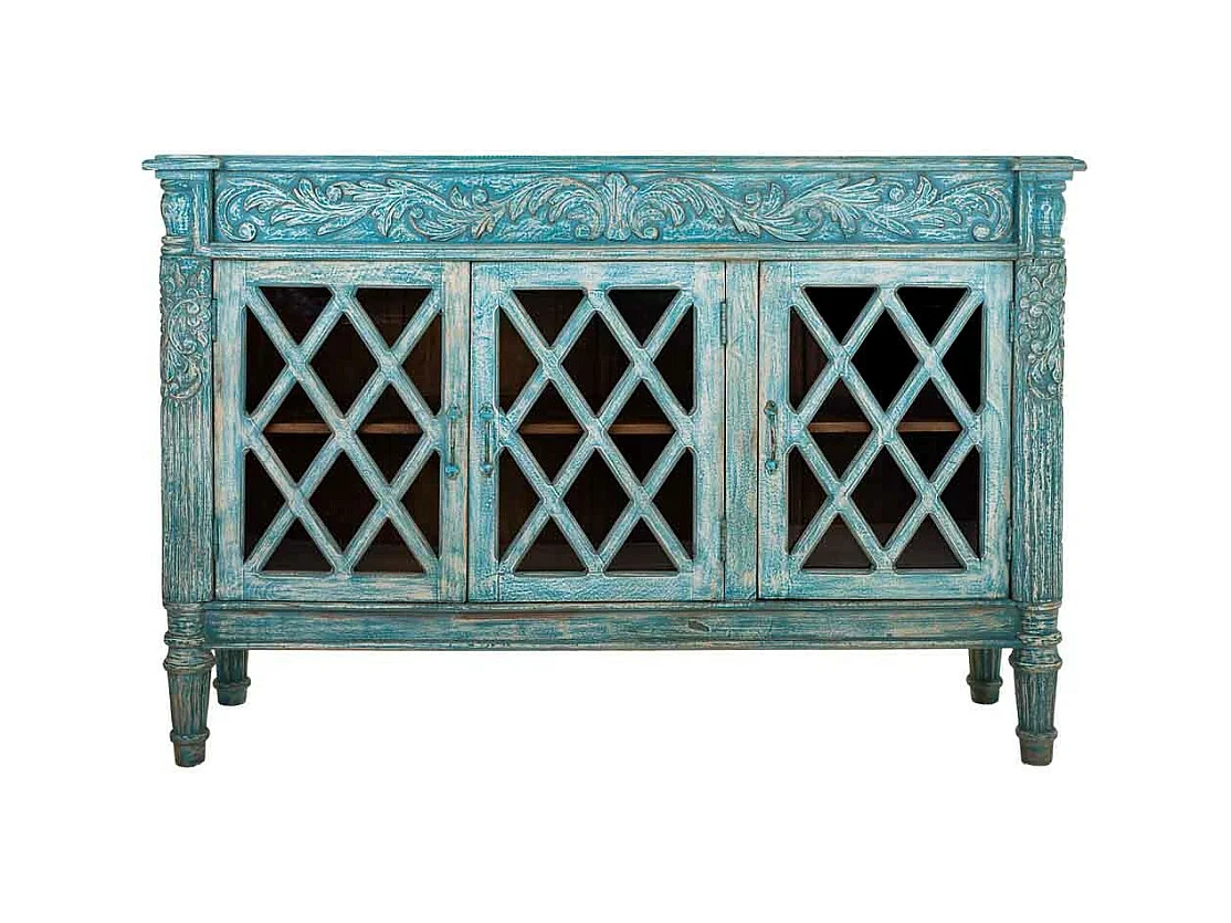 Buffet en bois bleu 148x44x100