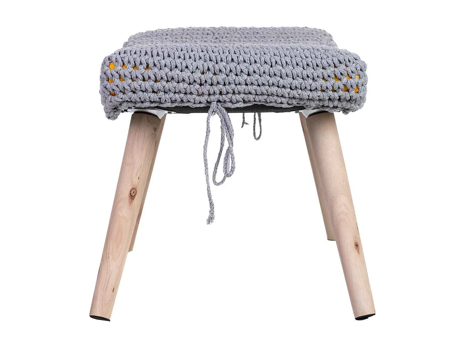 Sgabello intrecciata in legno e cotone grigio 67x30x43h cm