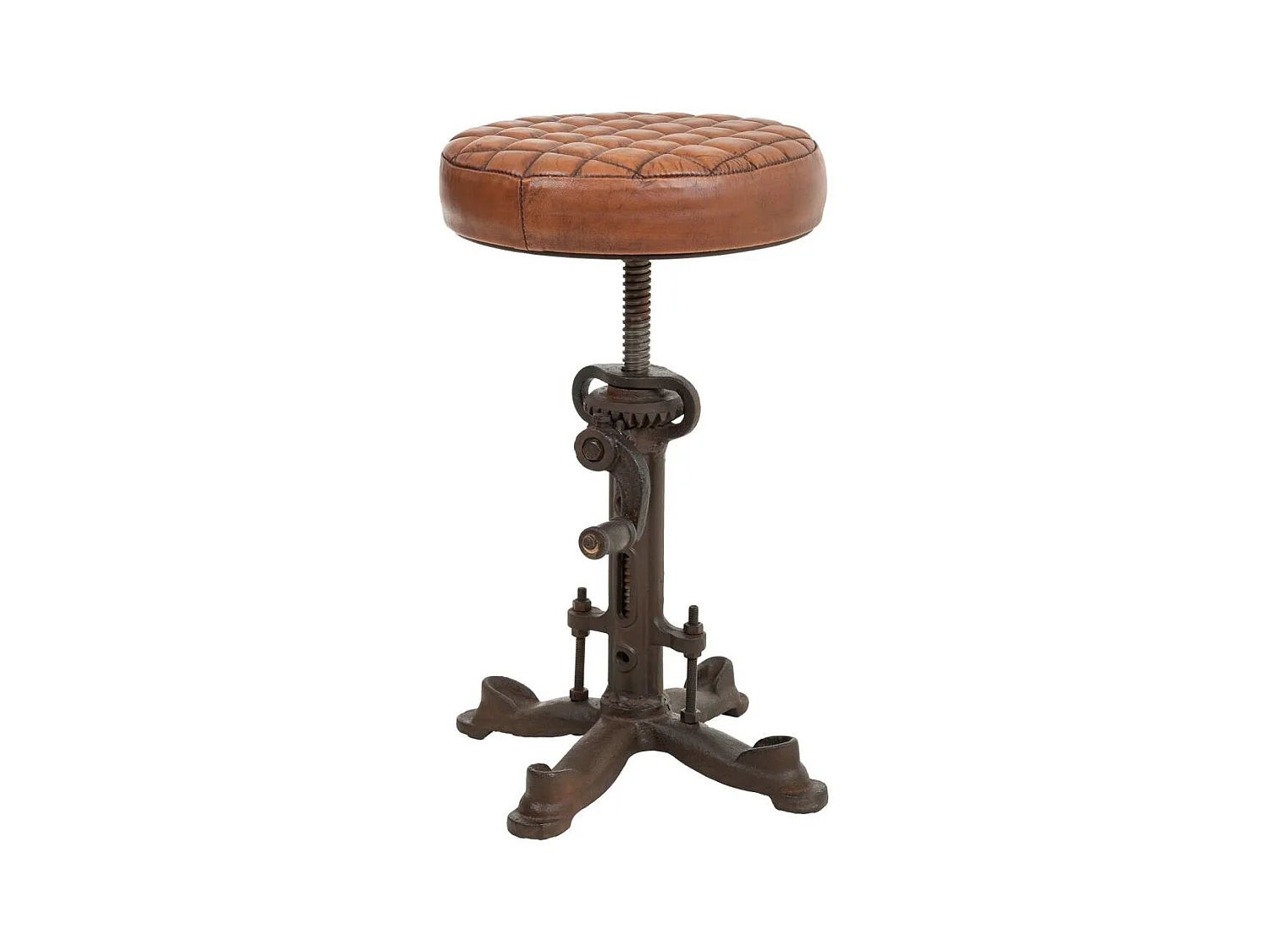 Tabouret en métal et cuir 30,5x30,5x33h cm