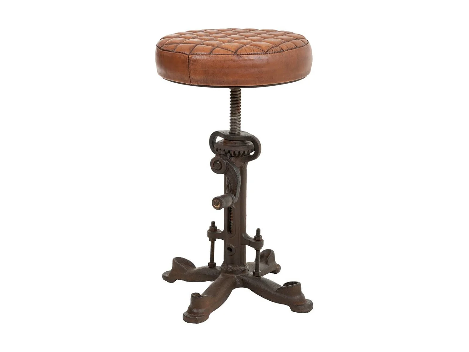 Tabouret en métal et cuir 30,5x30,5x33h cm