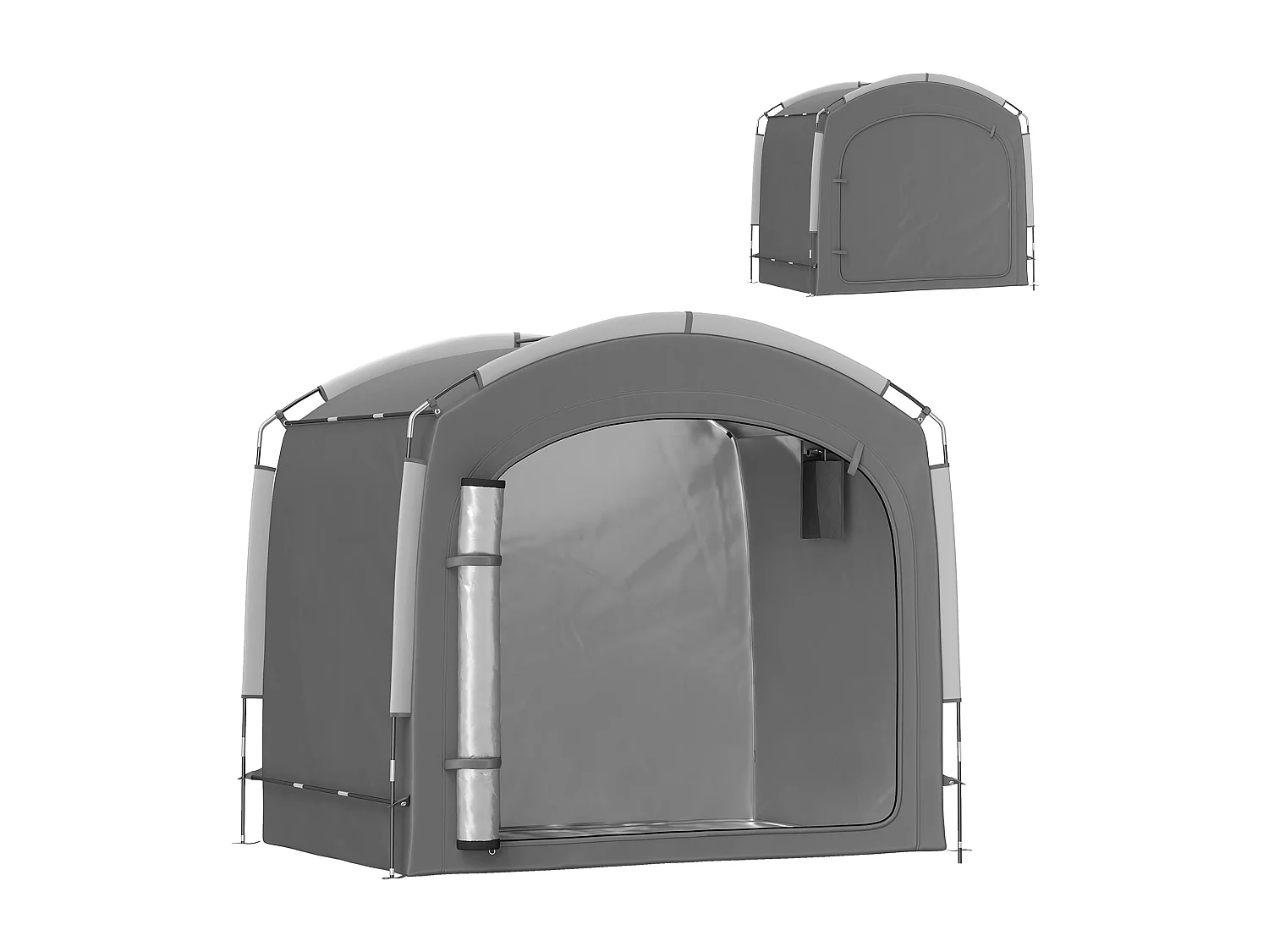 Abri vélo - tente vélo - tente de rangement extérieur - dim. 205 x 140 x 188 cm - fibre de verre oxford gris