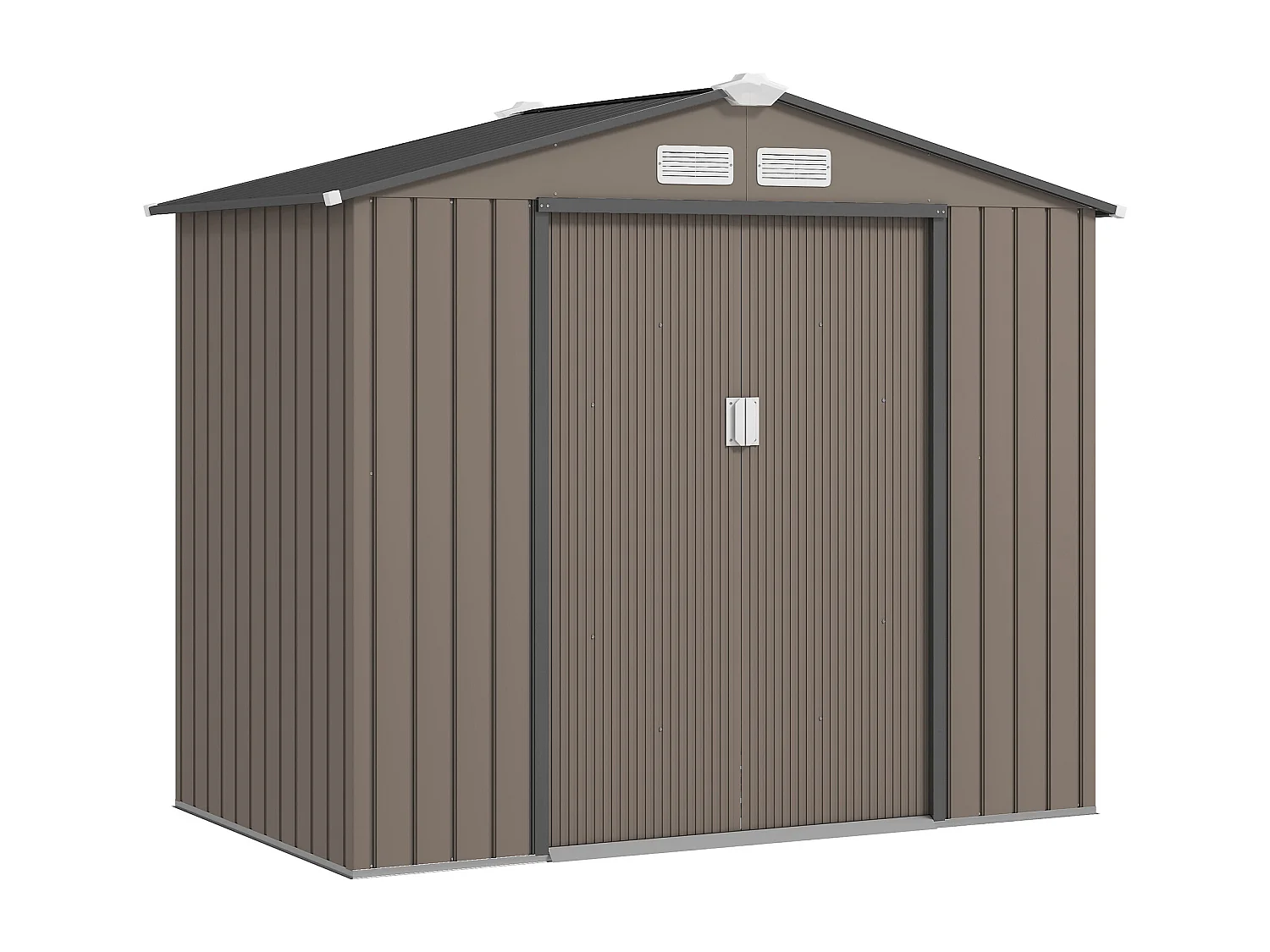 Abri de jardin - remise pour outils - cabanon porte verrouillable - dim. 213L x 130l x 185H cm - tôle d'acier chocolat