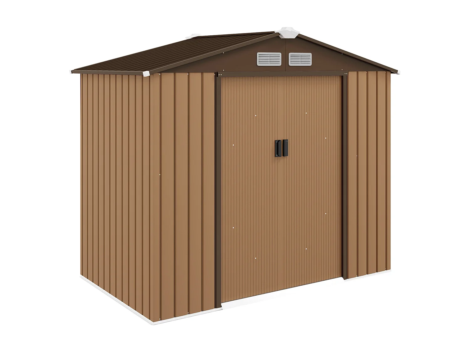 Abri de jardin - remise pour outils - cabanon porte verrouillable - dim. 213L x 130l x 185H cm - tôle d'acier café chocolat