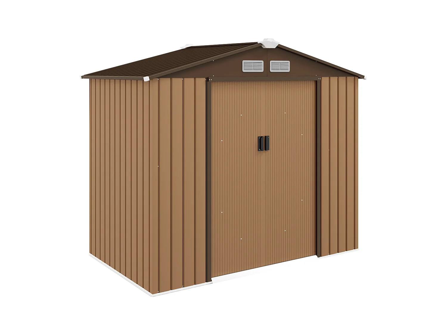 Abri de jardin - remise pour outils - cabanon porte verrouillable - dim. 213L x 130l x 185H cm - tôle d'acier café chocolat