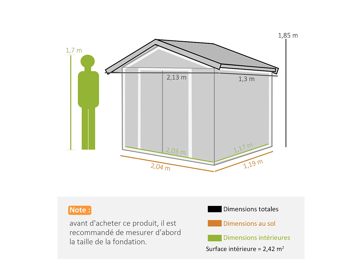 Abri de jardin - remise pour outils - cabanon porte verrouillable - dim. 213L x 130l x 185H cm - tôle d'acier café chocolat