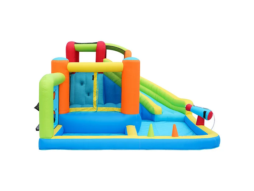 Château gonflable avec trampolines, souffleur, toboggan, panier de basket, 3 à 8 ans, 410x315x203cm
