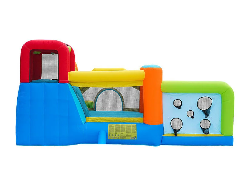 Château gonflable avec trampolines, souffleur, toboggan, panier de basket, 3 à 8 ans, 410x315x203cm