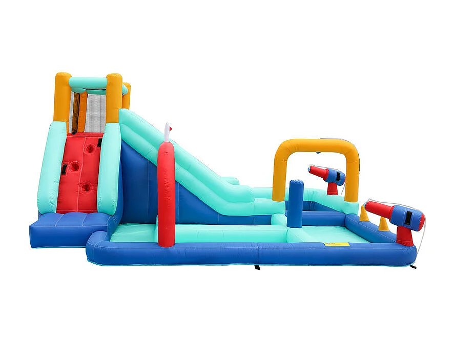 Château gonflable, parc aquatique, avec souffleur, 2 toboggan et pistolet à eau, 3 à 8 ans, 365x450x217cm