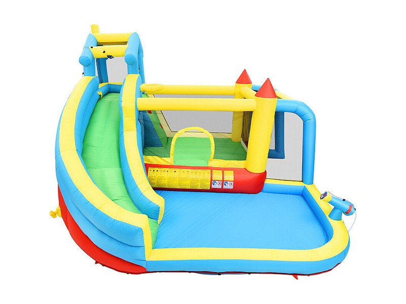 GYMMALL Maison Gonflable à Rebondir pour Enfants de 3 à 8 Ans, Château Gonflable Purple Dream avec Toboggan à Eau et Souffleur d'air 480W, Grande Maison Gonflable avec Espace de Saut Piscine