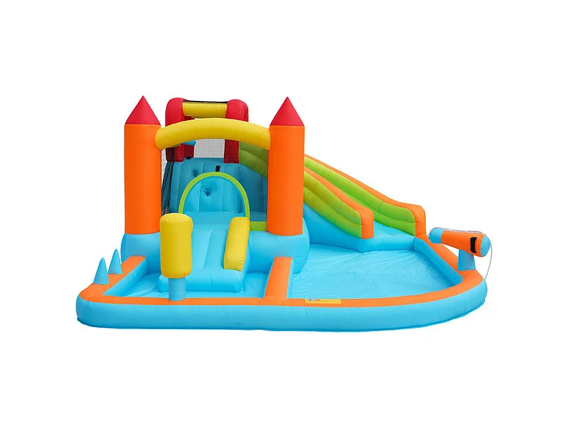 Château gonflable avec Souffleur, Piscine, Toboggan, pistolet à eau - 3 à 8 ans - charge max 180kg - 460x343x190cm