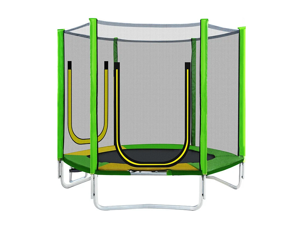 Trampoline Ø213 cm - avec toboggan, escalier, 2 porte et filet de sécurité - charge max 100kg - Certification GS