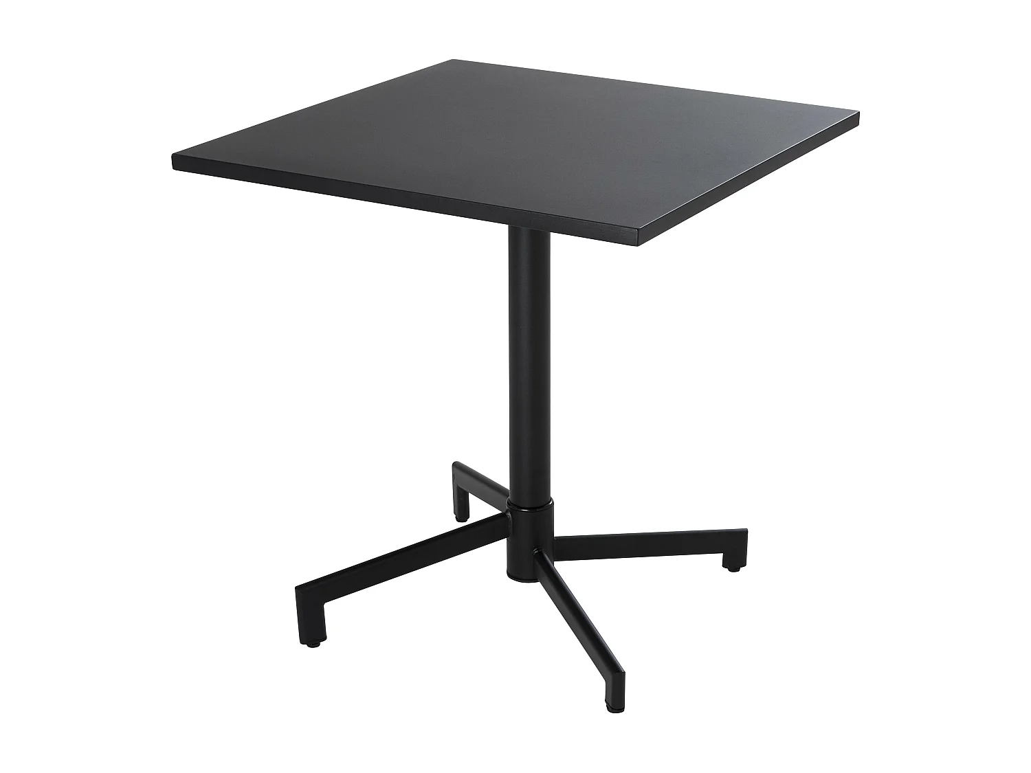 Set van 70 cm tafel en 2 zwarte metalen tuinstoelen