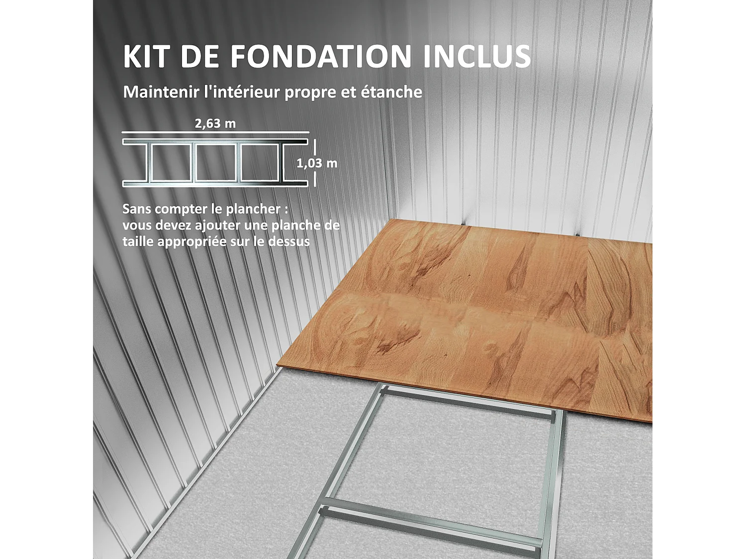 Abri de jardin - remise pour outils - cabanon portes verrouillables - dim. 2,8L x 1,3l x 1,72H m - tôle d'acier gris vert