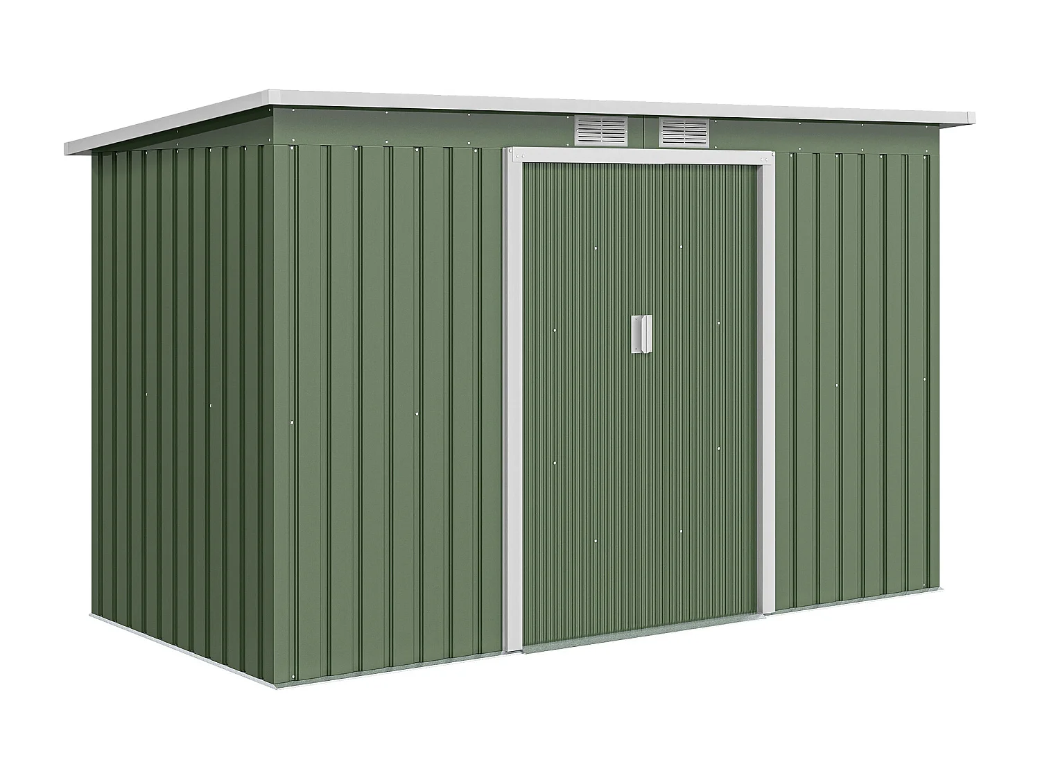 Abri de jardin - remise pour outils - cabanon portes verrouillables - dim. 2,8L x 1,3l x 1,72H m - tôle d'acier gris vert