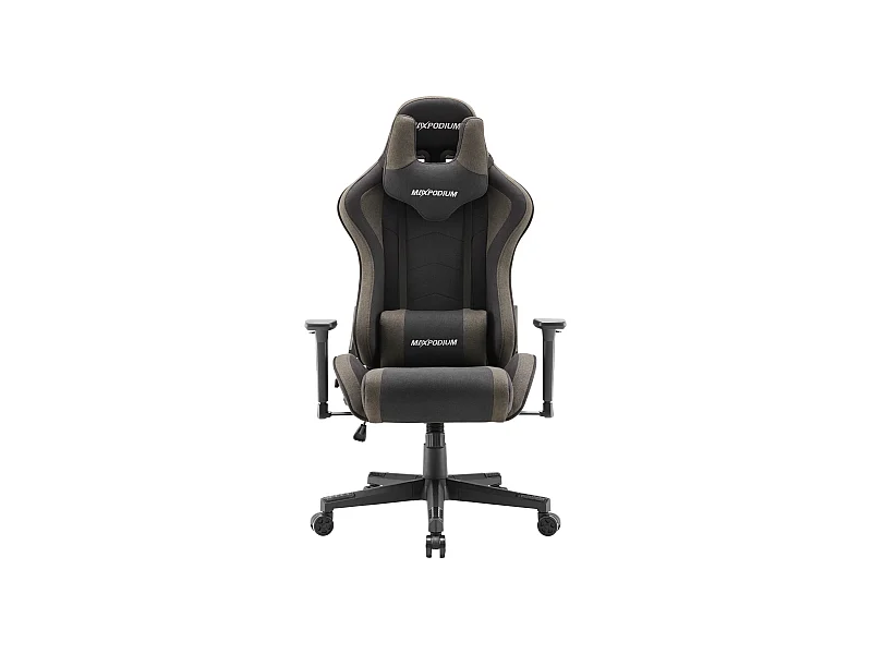 Gaming Stuhl – ergonomisch, extra breit, vielseitig einstellbar, aus Stoff – MaxPodium Tactical, Grau