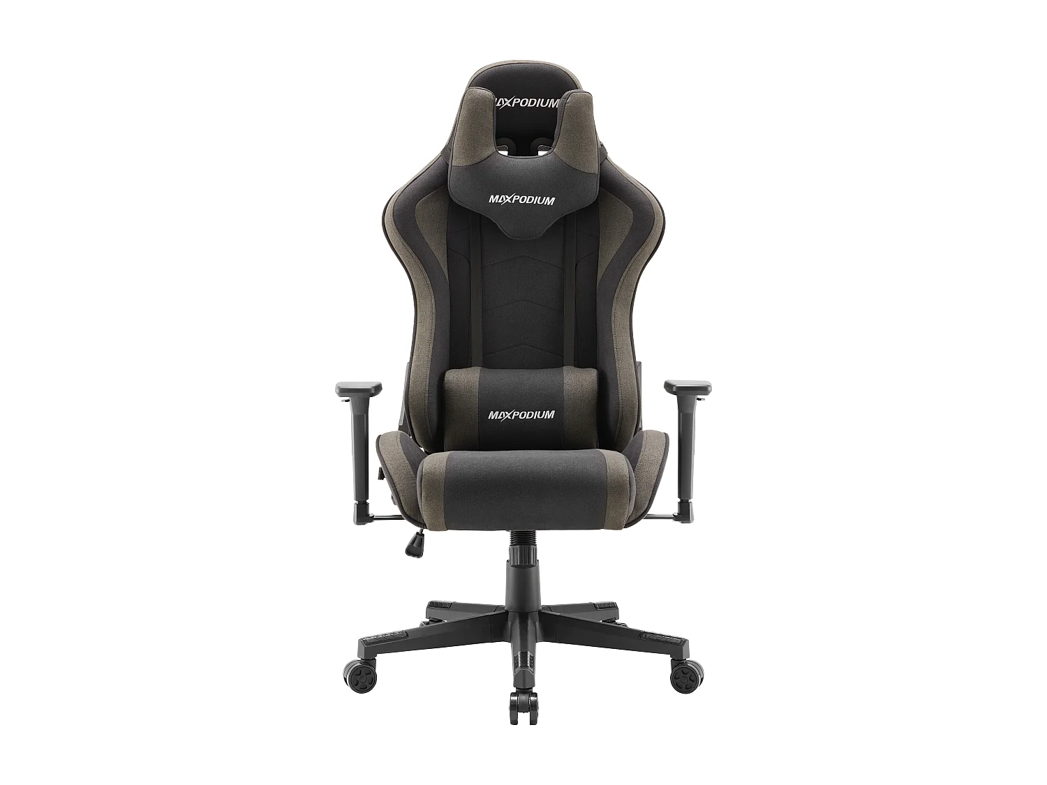 Gaming Stuhl – ergonomisch, extra breit, vielseitig einstellbar, aus Stoff – MaxPodium Tactical, Grau