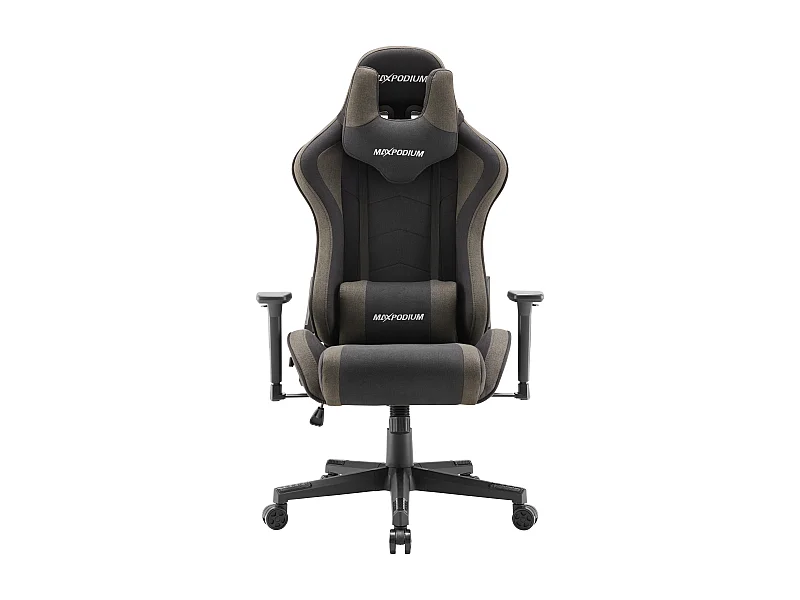 Gaming Stuhl – ergonomisch, extra breit, vielseitig einstellbar, aus Stoff – MaxPodium Tactical, Grau