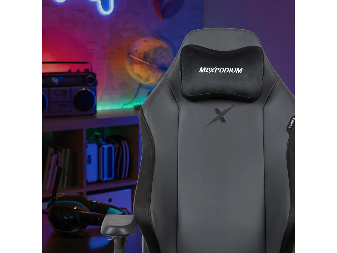 Premium Gaming-Bürostuhl – mit Massagefunktion, extra breit, 4D-Armlehnen, bis 170 kg belastbar – Heavy SMI, Schwarz