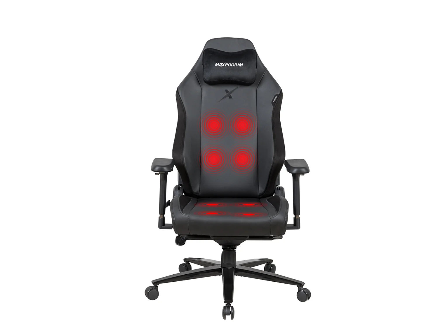 Chaise gamer premium avec fonction de massage, supporte 170 kg – Heavy SMI, Noire