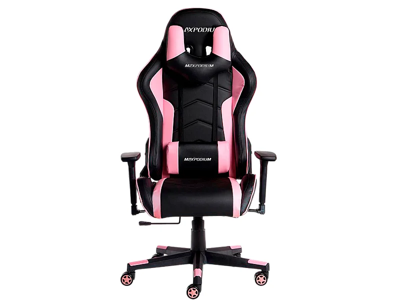 Gaming Stuhl – ergonomisch, extra breit, vielseitig einstellbar, bis 150 kg belastbar – MaxPodium Tactical, Schwarz und Rosa