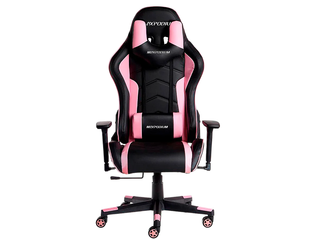 Gaming Stuhl – ergonomisch, extra breit, vielseitig einstellbar, bis 150 kg belastbar – MaxPodium Tactical, Schwarz und Rosa