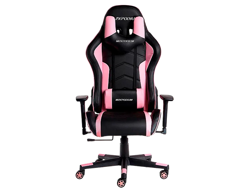 Gaming Stuhl – ergonomisch, extra breit, vielseitig einstellbar, bis 150 kg belastbar – MaxPodium Tactical, Schwarz und Rosa