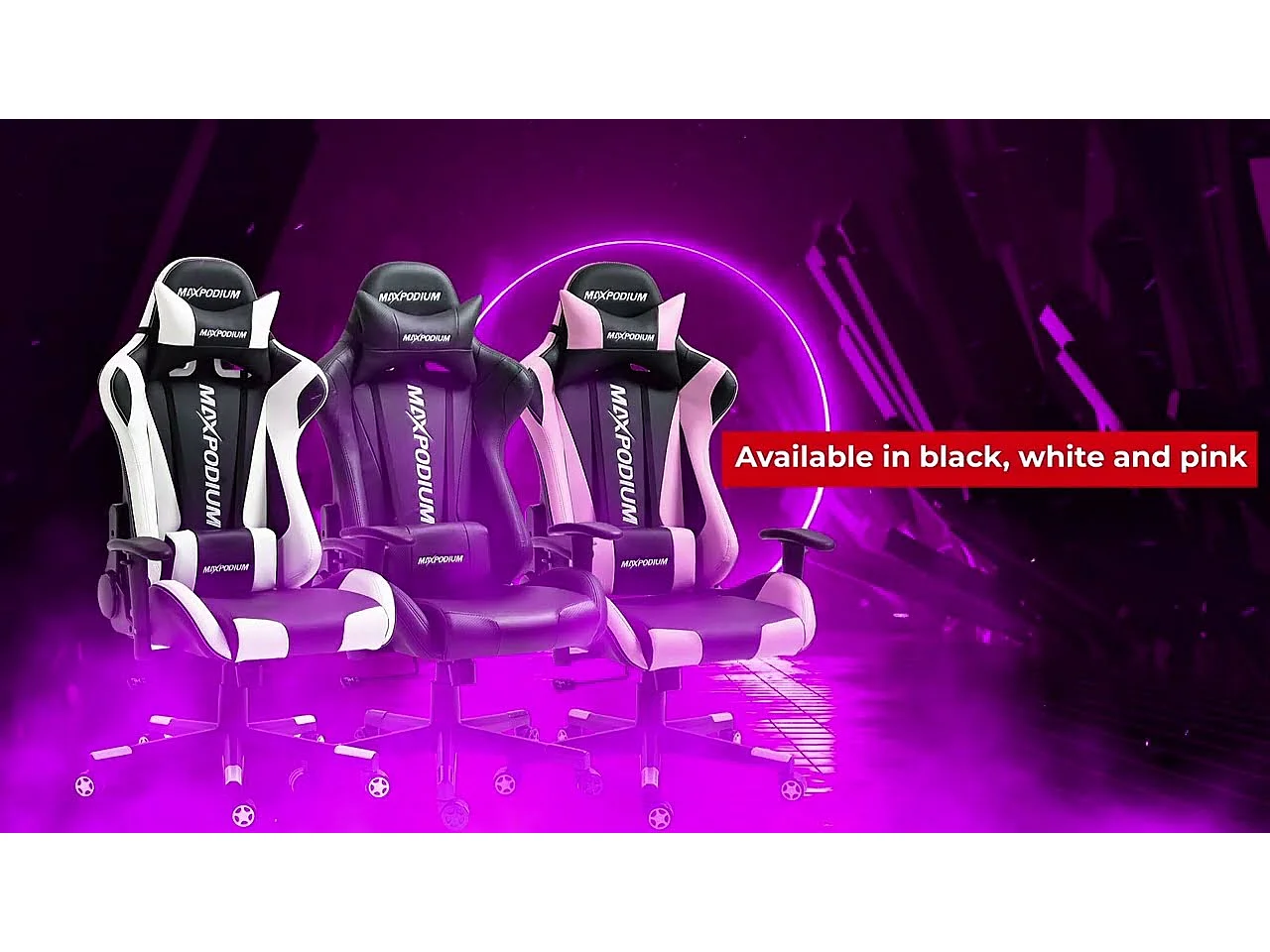 Gamingstoel – ergonomisch, volledig verstelbaar – Skilled, Zwart en Wit