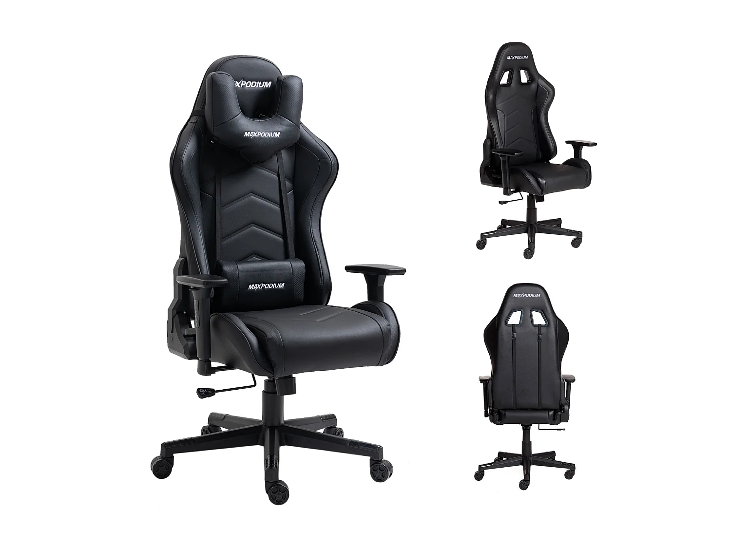 Gaming Stuhl – ergonomisch, extra breit und vielseitig einstellbar – MaxPodium Tactical, Schwarz