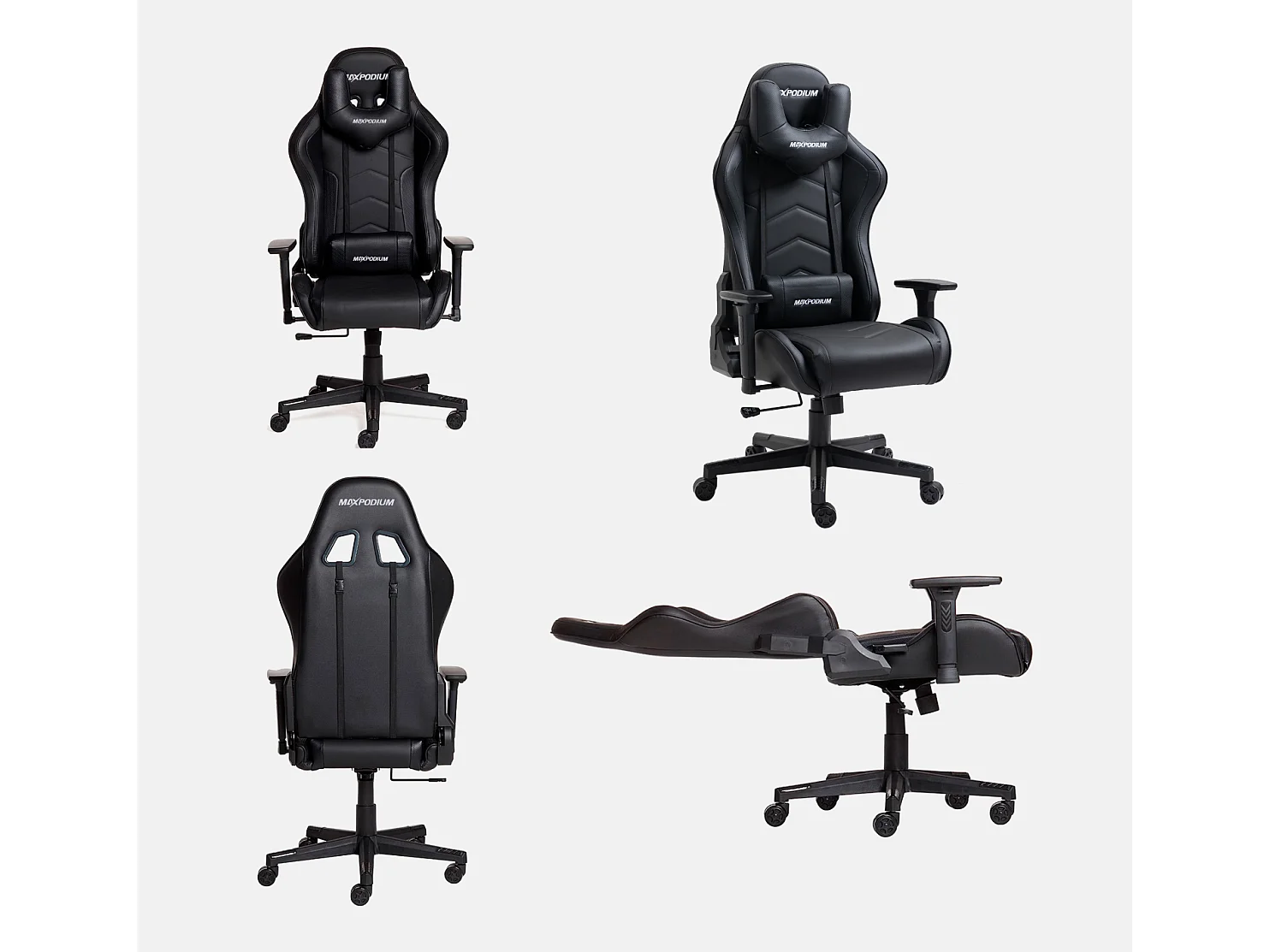 Gaming Stuhl – ergonomisch, extra breit und vielseitig einstellbar – MaxPodium Tactical, Schwarz