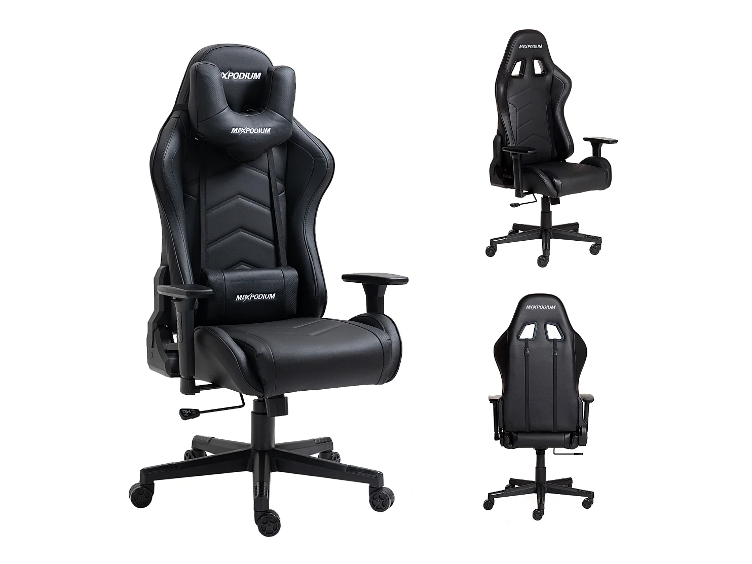 Chaise Gaming – ergonomique, hautement réglable, supporte jusqu'à 150 kg – Tactical, Noire